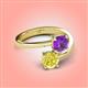 4 - Jianna 6.00 mm Cushion Amethyst and Round Yellow Diamond 2 Stone Promise Ring 