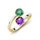 5 - Jianna 6.00 mm Cushion Amethyst and Round Lab Created Alexandrite 2 Stone Promise Ring 