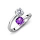 5 - Jianna 6.00 mm Cushion Amethyst and Round Forever Brilliant Moissanite 2 Stone Promise Ring 