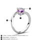 6 - Jianna 6.00 mm Cushion Amethyst and Round Forever Brilliant Moissanite 2 Stone Promise Ring 