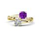 1 - Jianna 6.00 mm Cushion Amethyst and Round Forever Brilliant Moissanite 2 Stone Promise Ring 