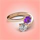 4 - Jianna 6.00 mm Cushion Amethyst and Round Forever Brilliant Moissanite 2 Stone Promise Ring 