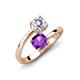 5 - Jianna 6.00 mm Cushion Amethyst and Round Forever Brilliant Moissanite 2 Stone Promise Ring 