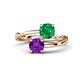 1 - Jianna 6.00 mm Cushion Lab Created Emerald and Round Amethyst 2 Stone Promise Ring 
