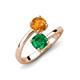 5 - Jianna 6.00 mm Cushion Lab Created Emerald and Round Citrine 2 Stone Promise Ring 