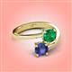 4 - Jianna 6.00 mm Cushion Lab Created Emerald and Round Iolite 2 Stone Promise Ring 