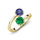 5 - Jianna 6.00 mm Cushion Lab Created Emerald and Round Iolite 2 Stone Promise Ring 