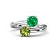 1 - Jianna 6.00 mm Cushion Lab Created Emerald and Round Peridot 2 Stone Promise Ring 