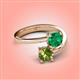 4 - Jianna 6.00 mm Cushion Lab Created Emerald and Round Peridot 2 Stone Promise Ring 