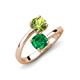 5 - Jianna 6.00 mm Cushion Lab Created Emerald and Round Peridot 2 Stone Promise Ring 