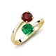 5 - Jianna 6.00 mm Cushion Lab Created Emerald and Round Red Garnet 2 Stone Promise Ring 