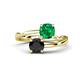 1 - Jianna 6.00 mm Cushion Lab Created Emerald and Round Black Diamond 2 Stone Promise Ring 