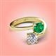 4 - Jianna 6.00 mm Cushion Lab Created Emerald and Round Forever Brilliant Moissanite 2 Stone Promise Ring 