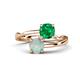 1 - Jianna 6.00 mm Cushion Lab Created Emerald and Round Opal 2 Stone Promise Ring 