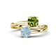 1 - Jianna 6.00 mm Cushion Peridot and Round Aquamarine 2 Stone Promise Ring 