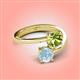4 - Jianna 6.00 mm Cushion Peridot and Round Aquamarine 2 Stone Promise Ring 