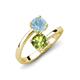 5 - Jianna 6.00 mm Cushion Peridot and Round Aquamarine 2 Stone Promise Ring 