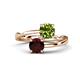 1 - Jianna 6.00 mm Cushion Peridot and Round Red Garnet 2 Stone Promise Ring 