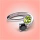4 - Jianna 6.00 mm Cushion Peridot and Round Black Diamond 2 Stone Promise Ring 