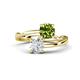 1 - Jianna 6.00 mm Cushion Peridot and Round White Sapphire 2 Stone Promise Ring 