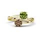 1 - Jianna 6.00 mm Cushion Peridot and Round Smoky Quartz 2 Stone Promise Ring 