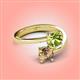 4 - Jianna 6.00 mm Cushion Peridot and Round Smoky Quartz 2 Stone Promise Ring 