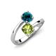 5 - Jianna 6.00 mm Cushion Peridot and Round Blue Diamond 2 Stone Promise Ring 