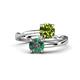 1 - Jianna 6.00 mm Cushion Peridot and Round Lab Created Alexandrite 2 Stone Promise Ring 