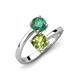 5 - Jianna 6.00 mm Cushion Peridot and Round Lab Created Alexandrite 2 Stone Promise Ring 
