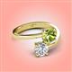 4 - Jianna 6.00 mm Cushion Peridot and GIA Certified Round Natural Diamond 2 Stone Promise Ring 
