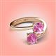 9 - Jianna 6.00 mm Cushion and Round Lab Created Pink Sapphire 2 Stone Promise Ring 