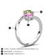 6 - Jianna 6.00 mm Cushion Lab Created Pink Sapphire and Round Peridot 2 Stone Promise Ring 