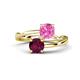 1 - Jianna 6.00 mm Cushion Lab Created Pink Sapphire and Round Rhodolite Garnet 2 Stone Promise Ring 