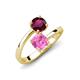 5 - Jianna 6.00 mm Cushion Lab Created Pink Sapphire and Round Rhodolite Garnet 2 Stone Promise Ring 