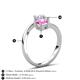 6 - Jianna 6.00 mm Cushion Lab Created Pink Sapphire and Round White Sapphire 2 Stone Promise Ring 