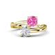 1 - Jianna 6.00 mm Cushion Lab Created Pink Sapphire and Round White Sapphire 2 Stone Promise Ring 