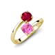 5 - Jianna 6.00 mm Cushion Lab Created Pink Sapphire and Round Ruby 2 Stone Promise Ring 