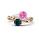 1 - Jianna 6.00 mm Cushion Lab Created Pink Sapphire and Round London Blue Topaz 2 Stone Promise Ring 
