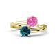 1 - Jianna 6.00 mm Cushion Lab Created Pink Sapphire and Round Blue Diamond 2 Stone Promise Ring 