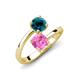 5 - Jianna 6.00 mm Cushion Lab Created Pink Sapphire and Round Blue Diamond 2 Stone Promise Ring 