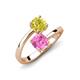 5 - Jianna 6.00 mm Cushion Lab Created Pink Sapphire and Round Yellow Diamond 2 Stone Promise Ring 