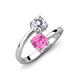 5 - Jianna 6.00 mm Cushion Lab Created Pink Sapphire and GIA Certified Round Natural Diamond 2 Stone Promise Ring 