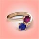4 - Jianna 6.00 mm Cushion Rhodolite Garnet and Round Blue Sapphire 2 Stone Promise Ring 