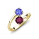 5 - Jianna 6.00 mm Cushion Rhodolite Garnet and Round Tanzanite 2 Stone Promise Ring 