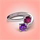 4 - Jianna 6.00 mm Cushion Rhodolite Garnet and Round Amethyst 2 Stone Promise Ring 