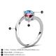 6 - Jianna 6.00 mm Cushion Rhodolite Garnet and Round Blue Topaz 2 Stone Promise Ring 