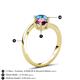 6 - Jianna 6.00 mm Cushion Rhodolite Garnet and Round Blue Topaz 2 Stone Promise Ring 