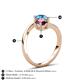 6 - Jianna 6.00 mm Cushion Rhodolite Garnet and Round Blue Topaz 2 Stone Promise Ring 