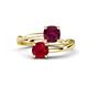 1 - Jianna 6.00 mm Cushion Rhodolite Garnet and Round Ruby 2 Stone Promise Ring 
