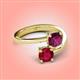 4 - Jianna 6.00 mm Cushion Rhodolite Garnet and Round Ruby 2 Stone Promise Ring 